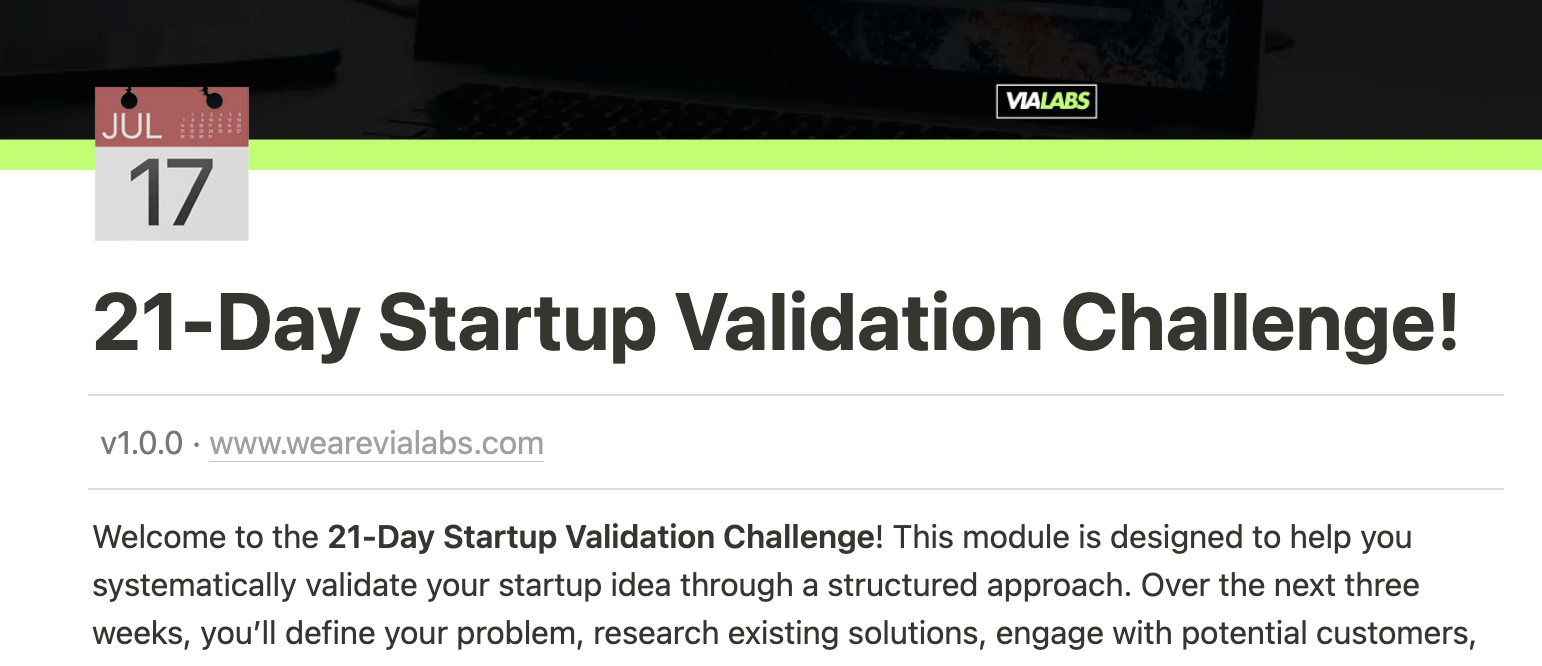 21-day Startup Validation Challenge - ViaLabs