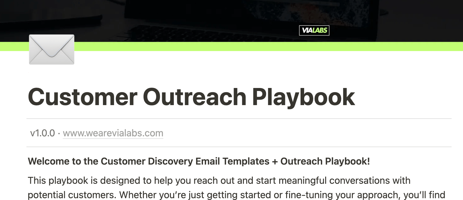 Customer Outreach Playbook - ViaLabs