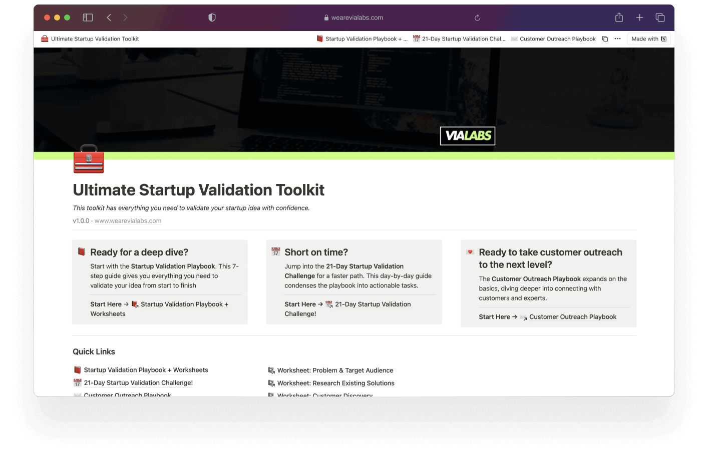 The Ultimate Startup Validation Toolkit - ViaLabs